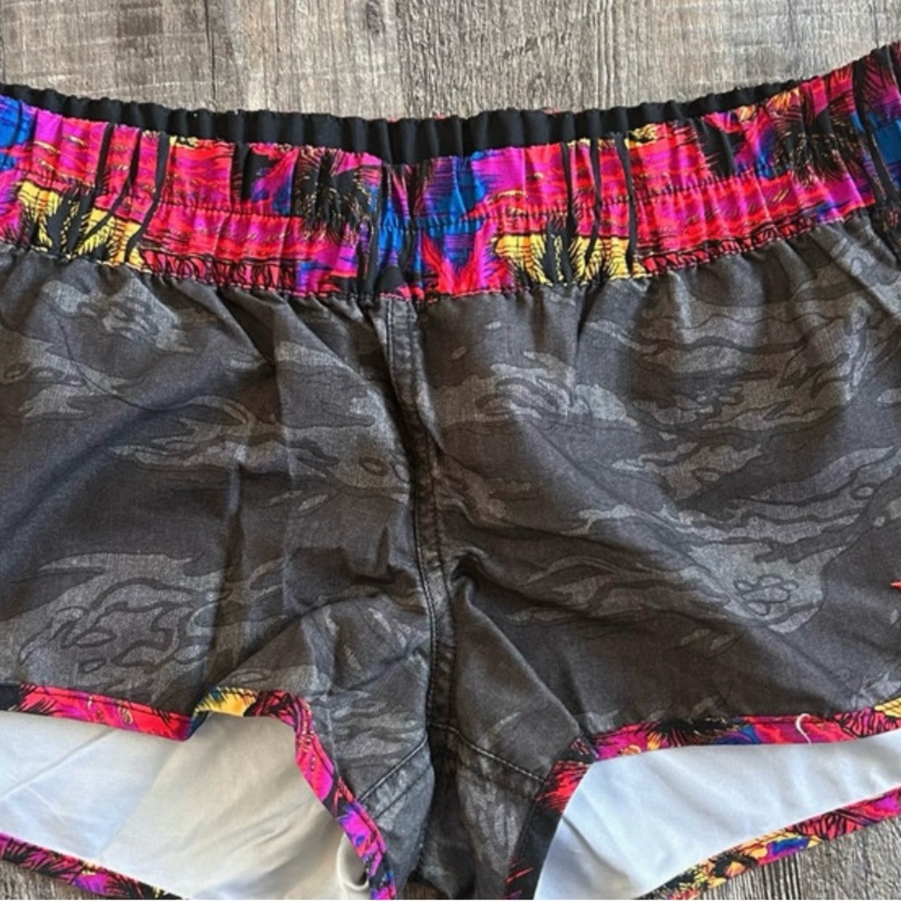 Hurley Women's Black and Multicolor Athletic Shorts
